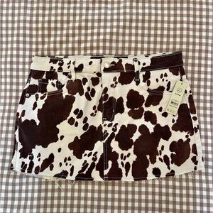 No Boundaries Brown and Cream Cow Print Skirt